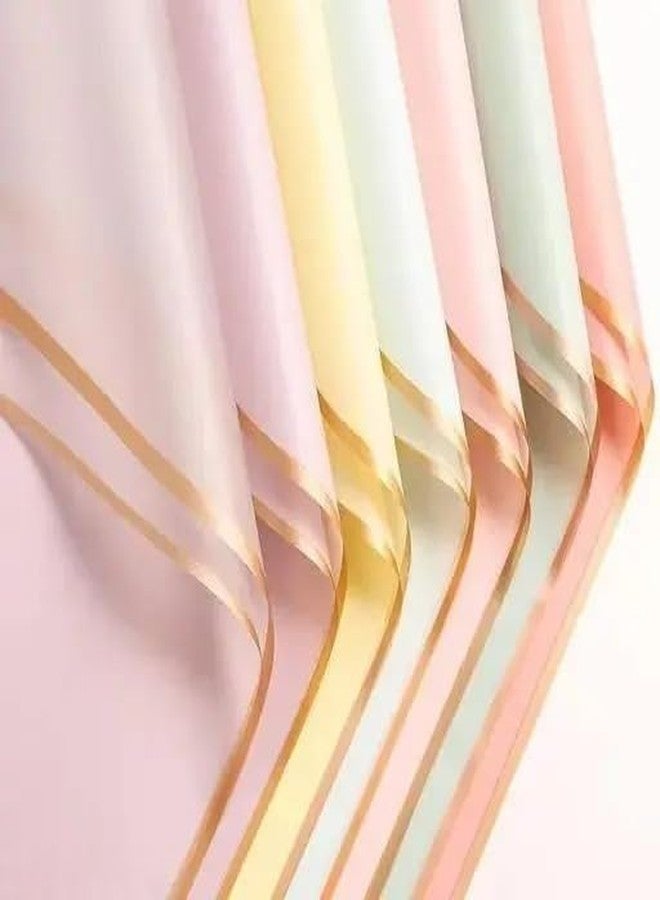 Unwrap Delights Pack of 10 Pcs Golden Border Line Flower Wrapping Sheets| 10 Sheets, 60 Microns 58cm X 58cm, Waterproof and Thick, elegant packaging for bouquet, and Gift Wrap - Image 1